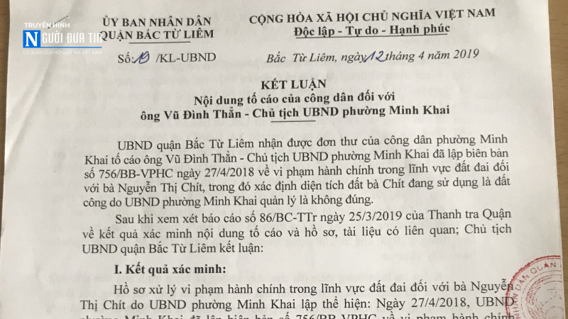 Nóng - (Bài 3) Sau phản ánh của Truyền hình Người Đưa Tin: Chủ tịch quận Bắc Từ Liêm chỉ đạo kiểm điểm cán bộ liên quan