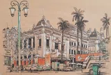 Ngắm nghía những bức ký họa công trình thời Pháp tại Hà Nội