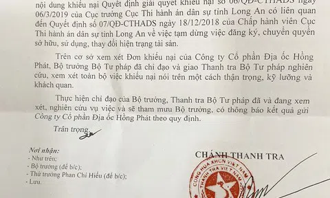 Chỉ đạo của Bộ trưởng Bộ Tư pháp liên quan đến hoạt động giải quyết đơn khiếu nại