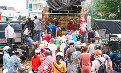 Xếp hàng mua dưa hấu, thanh long hỗ trợ nông dân ở TP.HCM