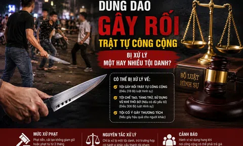 Dùng dao gây rối trật tự công cộng: Bị xử lý một hay nhiều tội danh?
