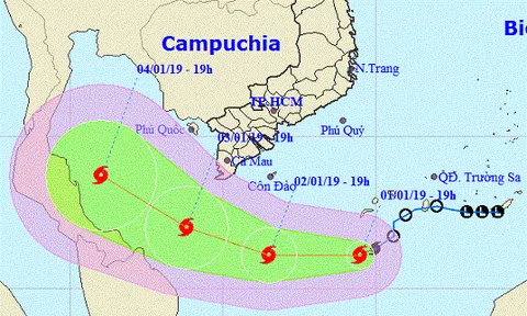 Bão số 1 PABUK đang hướng về các tỉnh miền Nam