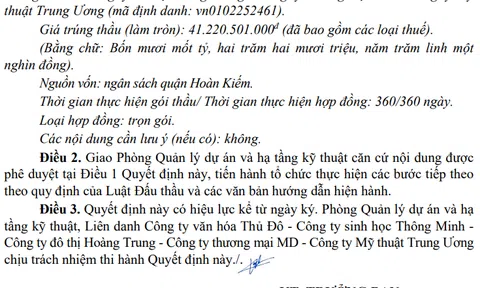 Hà Nội: Thấy gì từ công tác đầu thầu của Ban quản lý hồ Hoàn Kiếm và phố cổ Hà Nội