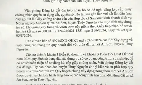 Hải Phòng: Bất thường việc HTX An Sơn bị trả hồ sơ cấp ‘bìa đỏ’ sau nhiều tháng quá hạn giải quyết