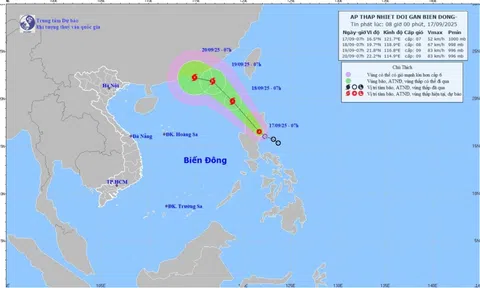 Áp thấp nhiệt đới có khả năng mạnh lên thành bão trên Biển Đông