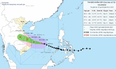 Bão số 13 Kalmaegi vẫn mạnh cấp 14, giật cấp 17, cách Quy Nhơn 310km
