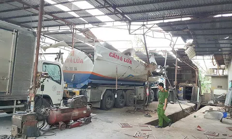 Xe bồn đang sửa trong Gara bỗng phát nổ khiến 3 người trọng thương