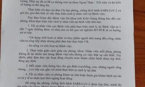 Kiên Giang: Bệnh viện Đa khoa thực hiện cách ly nhân viên y tế