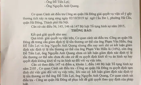 Vụ cố ý gây thương tích tại quận Hà Đông, TP Hà Nội: Cần giải quyết vụ việc cho thấu tình, đạt lý