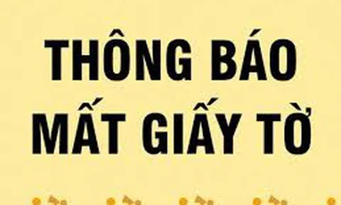 Thông báo về việc mất giấy chứng nhận quyền sử dụng đất đã cấp cho hộ gia đình