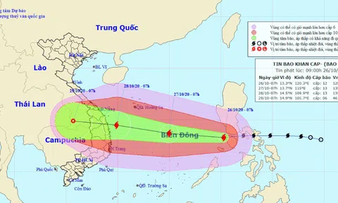 Bão Molave giật cấp 14 đã vào Biển Đông, đang hướng về miền Trung