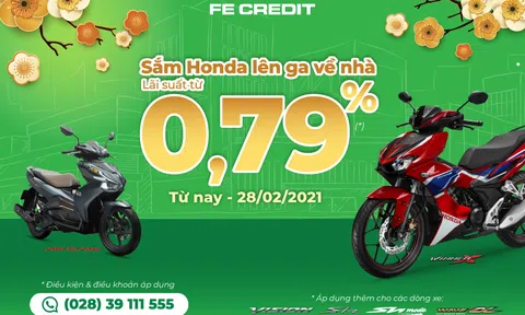 Sắm Honda lên ga về nhà với lãi suất từ 0,79%