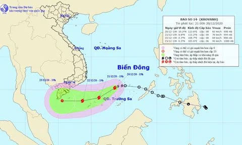 Bão số 14 còn mạnh thêm, hướng vào các tỉnh Sóc Trăng – Cà Mau