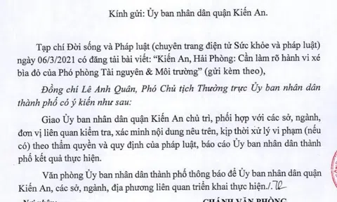 Hải Phòng: Chỉ đạo kiểm tra, xử lý hành vi xé bìa đỏ của Phó phòng Tài nguyên & Môi trường