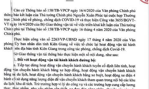 Kiên Giang: Tiếp tục dừng hoạt động vận chuyển hành khách quanh đảo, chỉ cho phép hoạt động vận tải nội tỉnh một ngày một chuyến
