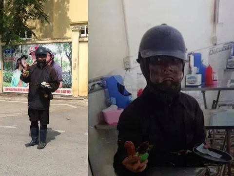 'Ăn mày mặt đen' cầm đầu gà, xúc xích trừng mắt ăn xin: Công an khuyến cáo