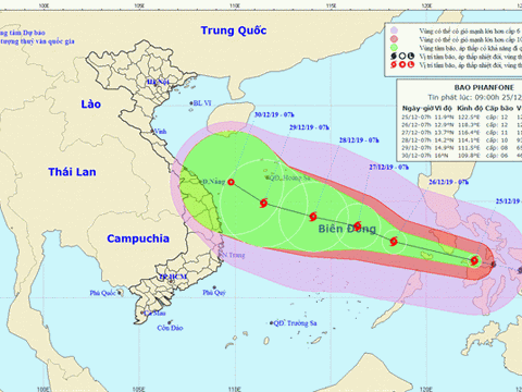 Bão Phanfone giật cấp 14 tiến dần vào biển Đông, Cục hàng hải Việt Nam có công điện khẩn