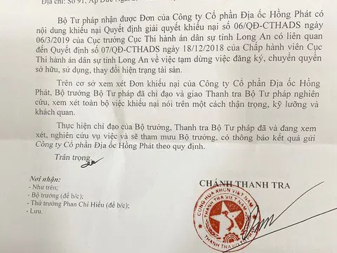 Chỉ đạo của Bộ trưởng Bộ Tư pháp liên quan đến hoạt động giải quyết đơn khiếu nại
