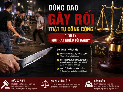 Dùng dao gây rối trật tự công cộng: Bị xử lý một hay nhiều tội danh?