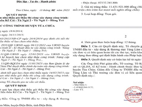 Tủa Chùa – Điện Biên: Dấu hiệu bất thường trong công tác đấu thầu cần được thanh, kiểm tra
