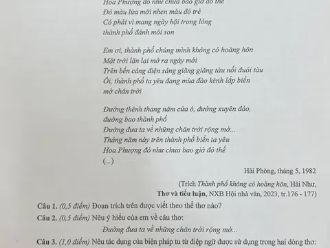Đáp án gợi ý, đề thi môn Ngữ văn kỳ thi vào 10 tại Hải Phòng