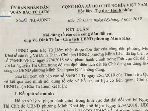 Chủ tịch quận Bắc Từ Liêm chỉ đạo kiểm điểm cán bộ liên quan