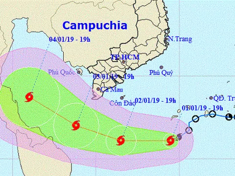 Bão số 1 PABUK đang hướng về các tỉnh miền Nam