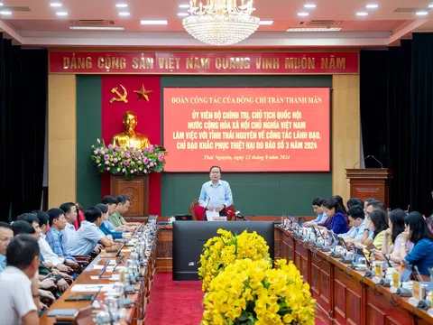 Chủ tịch Quốc hội Trần Thanh Mẫn kiểm tra công tác khắc phục thiệt hại do bão số 3 tại tỉnh Thái Nguyên