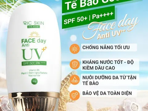 Kem chống nắng Ric Skin Face Day Anti UV ++ tế bào gốc thế hệ mới có chỉ số chống nắng lên đến 98%.