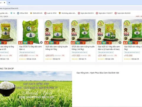 Gạo “nhái” Ông Cua được bán công khai trên Shopee