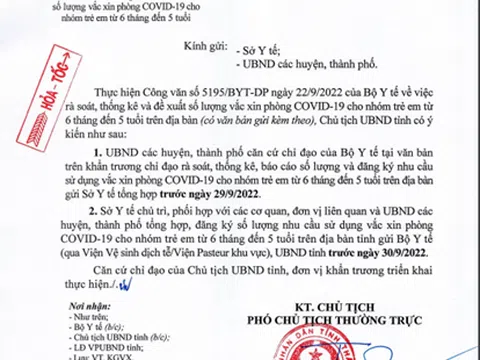 Thái Nguyên:  Khẩn trương rà soát, thống kê và đề xuất số lượng vắc xin phòng COVID-19 cho nhóm trẻ em từ 6 tháng đến 5 tuổi