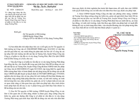 Thanh Hóa: Dừng tận thu, thực hiện đề án đóng cửa mỏ đất Trường Phát