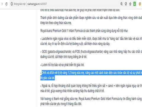 Sữa Hoàng Gia do Công ty AZ Care nhập khẩu đang bị thổi phồng chất lượng?
