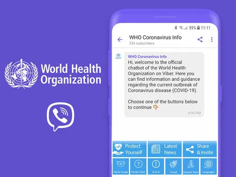 Viber được WHO chọn làm kênh thông tin chính thức về tình hình dịch COVID-19