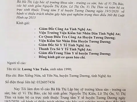 Tương Dương – Nghệ An: Trung tâm y tế bị “tố” vì làm chết trẻ sơ sinh