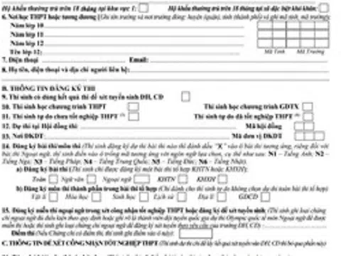 Hướng dẫn ghi phiếu đăng ký dự thi tốt nghiệp và đăng ký xét tuyển ĐH