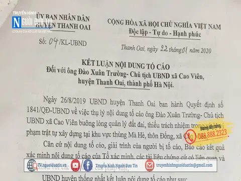 UBND huyện Thanh Oai kết luận nhiều sai phạm của Chủ tịch xã Cao Viên