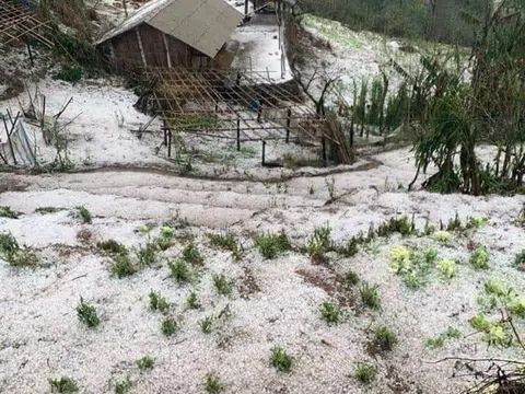 Mưa đá phủ trắng như tuyết ở Lai Châu