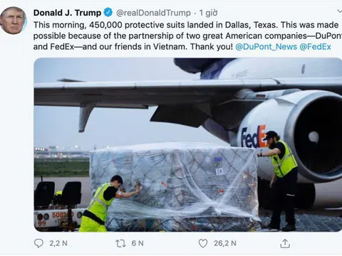 Tổng thống Trump cảm ơn Việt Nam hợp tác với Mỹ đối phó Covid-19