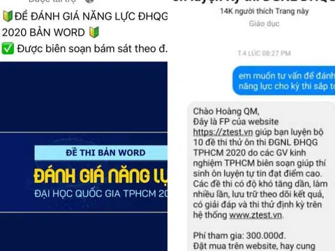 Đề luyện thi đánh giá năng lực bán trên mạng: Mạo danh trường đại học để trục lợi