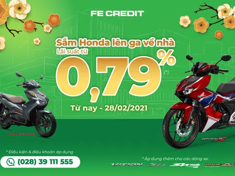 Sắm Honda lên ga về nhà với lãi suất từ 0,79%