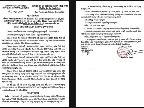 Lập Thạch, Vĩnh Phúc:  Nhà thầu gian lận vẫn được phê duyệt trúng thầu