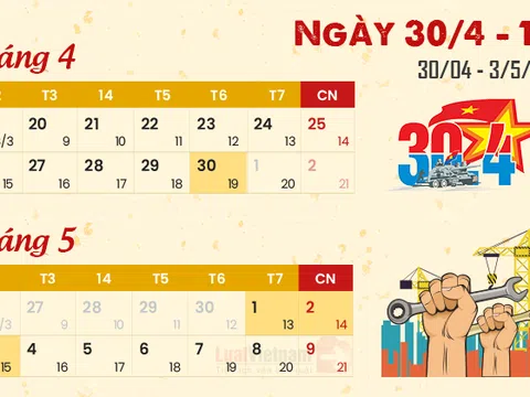 Lịch nghỉ dịp lễ 30/4 và 1/5 năm 2021